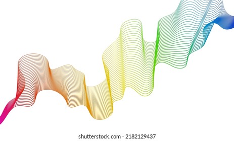 Abstract backdrop with colorful wave gradient lines on white background. Modern technology background, wave design. Vector illustration