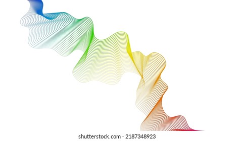 Abstract backdrop with colorful wave gradient lines on white background. Modern technology background, wave design. Vector illustration