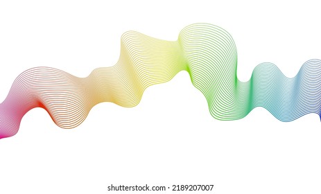 Abstract backdrop with colorful wave gradient lines on white background. Modern technology background, wave design. Vector illustration
