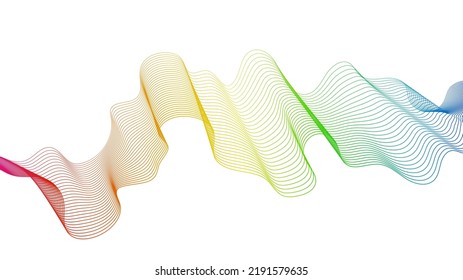 Abstract backdrop with colorful wave gradient lines on white background. Modern technology background, wave design. Vector illustration