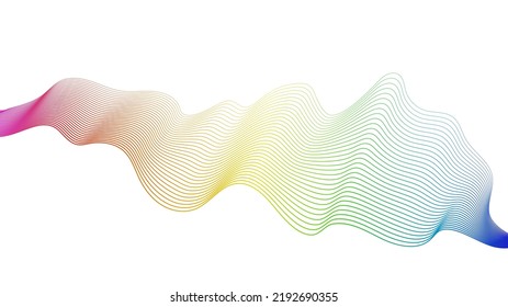 Abstract backdrop with colorful wave gradient lines on white background. Modern technology background, wave design. Vector illustration