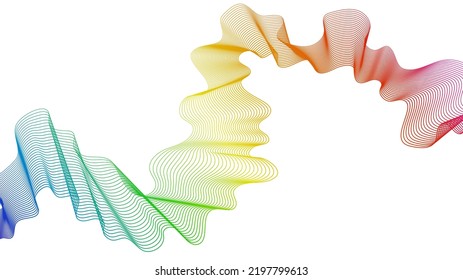 Fondo abstracto con líneas de degradado de ondas coloridas sobre fondo blanco. Fondo tecnológico moderno, diseño de olas. Ilustración del vector