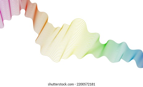 Fondo abstracto con líneas de degradado de ondas coloridas sobre fondo blanco. Fondo tecnológico moderno, diseño de olas. Ilustración del vector