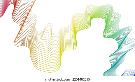 Abstrakte Hintergrund mit farbigen Linien mit Wellenverlauf auf weißem Hintergrund. Moderne Technologie, Hintergrund, Wellendesign. Vektorgrafik