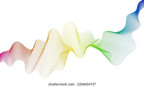 Fondo abstracto con líneas de degradado de ondas coloridas sobre fondo blanco. Fondo tecnológico moderno, diseño de olas. Ilustración del vector