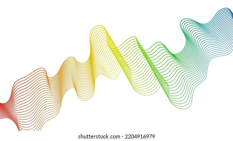 Abstract backdrop with colorful wave gradient lines on white background. Modern technology background, wave design. Vector illustration