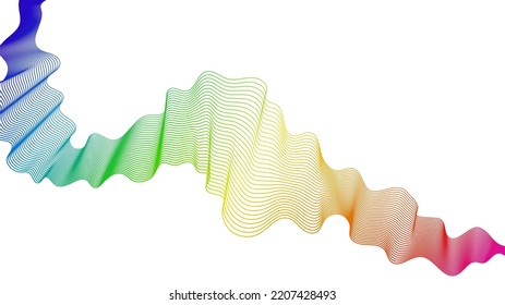 Abstract backdrop with colorful wave gradient lines on white background. Modern technology background, wave design. Vector illustration