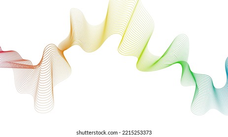 Abstract backdrop with colorful wave gradient lines on white background. Modern technology background, wave design. Vector illustration