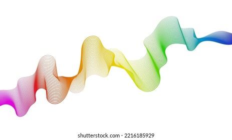 Fondo abstracto con líneas de degradado de ondas coloridas sobre fondo blanco. Fondo tecnológico moderno, diseño de olas. Ilustración del vector