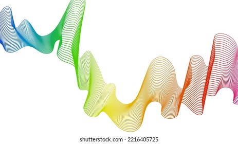 Abstract backdrop with colorful wave gradient lines on white background. Modern technology background, wave design. Vector illustration