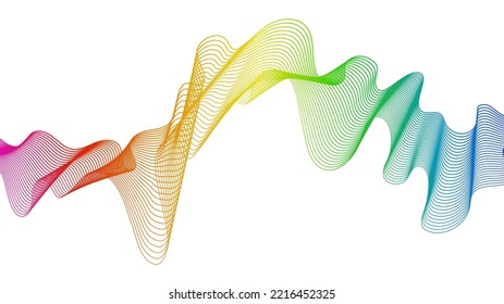 Abstract backdrop with colorful wave gradient lines on white background. Modern technology background, wave design. Vector illustration