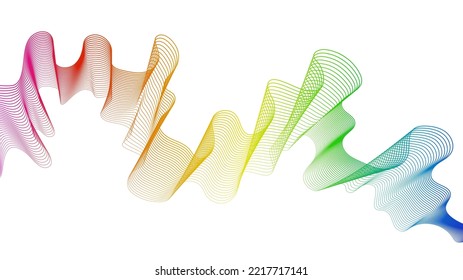 Abstract backdrop with colorful wave gradient lines on white background. Modern technology background, wave design. Vector illustration