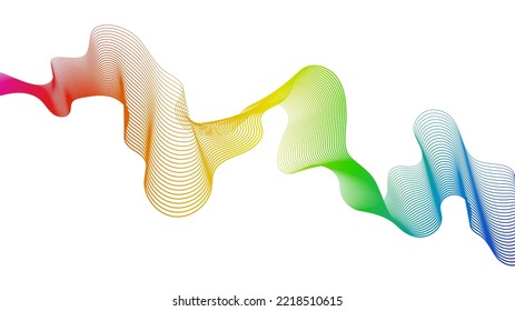 Abstract backdrop with colorful wave gradient lines on white background. Modern technology background, wave design. Vector illustration