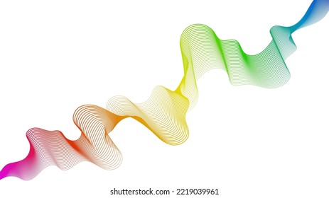 Fondo abstracto con líneas de degradado de ondas coloridas sobre fondo blanco. Fondo tecnológico moderno, diseño de olas. Ilustración del vector