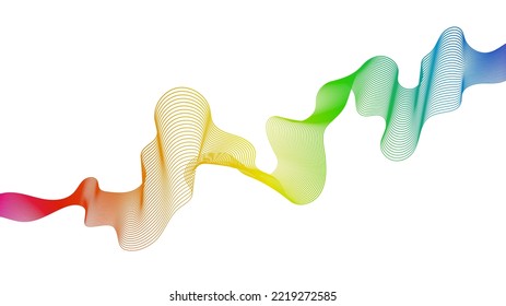 Abstract backdrop with colorful wave gradient lines on white background. Modern technology background, wave design. Vector illustration