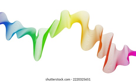 Abstract backdrop with colorful wave gradient lines on white background. Modern technology background, wave design. Vector illustration