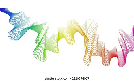 Abstract backdrop with colorful wave gradient lines on white background. Modern technology background, wave design. Vector illustration