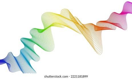 Abstract backdrop with colorful wave gradient lines on white background. Modern technology background, wave design. Vector illustration