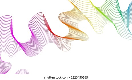 Abstract backdrop with colorful wave gradient lines on white background. Modern technology background, wave design. Vector illustration