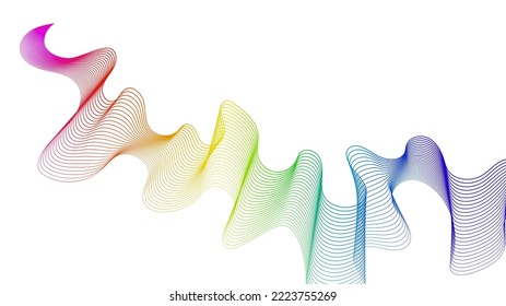 Abstract backdrop with colorful wave gradient lines on white background. Modern technology background, wave design. Vector illustration