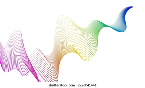 Fondo abstracto con líneas de degradado de ondas coloridas sobre fondo blanco. Fondo tecnológico moderno, diseño de olas. Ilustración del vector