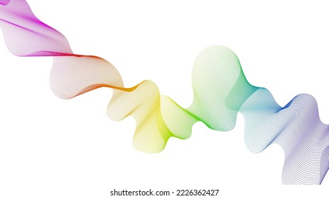 Fondo abstracto con líneas de degradado de ondas coloridas sobre fondo blanco. Fondo tecnológico moderno, diseño de olas. Ilustración del vector