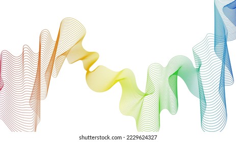 Abstract backdrop with colorful wave gradient lines on white background. Modern technology background, wave design. Vector illustration