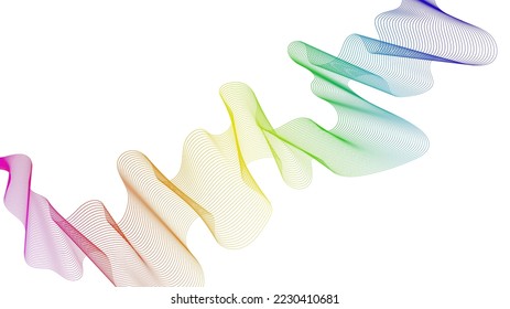 Abstract backdrop with colorful wave gradient lines on white background. Modern technology background, wave design. Vector illustration