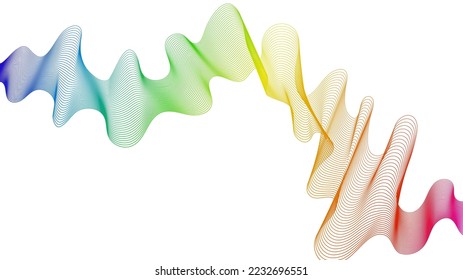 Abstract backdrop with colorful wave gradient lines on white background. Modern technology background, wave design. Vector illustration