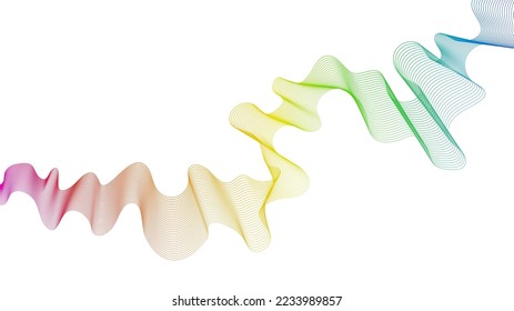 Abstract backdrop with colorful wave gradient lines on white background. Modern technology background, wave design. Vector illustration