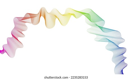Abstract backdrop with colorful wave gradient lines on white background. Modern technology background, wave design. Vector illustration