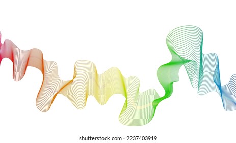 Abstract backdrop with colorful wave gradient lines on white background. Modern technology background, wave design. Vector illustration