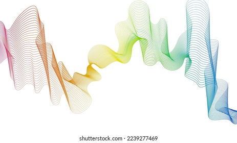 Fondo abstracto con líneas de degradado de ondas coloridas sobre fondo blanco. Fondo tecnológico moderno, diseño de olas. Ilustración del vector