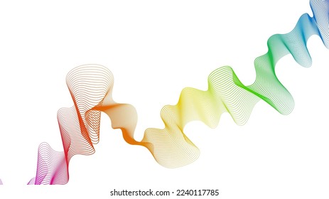 Fondo abstracto con líneas de degradado de ondas coloridas sobre fondo blanco. Fondo tecnológico moderno, diseño de olas. Ilustración del vector