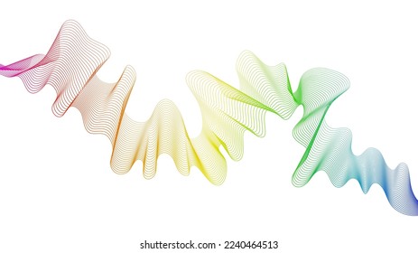 Abstrakte Hintergrund mit farbigen Linien mit Wellenverlauf auf weißem Hintergrund. Moderne Technologie, Hintergrund, Wellendesign. Vektorgrafik