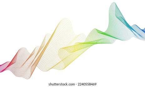 Abstract backdrop with colorful wave gradient lines on white background. Modern technology background, wave design. Vector illustration
