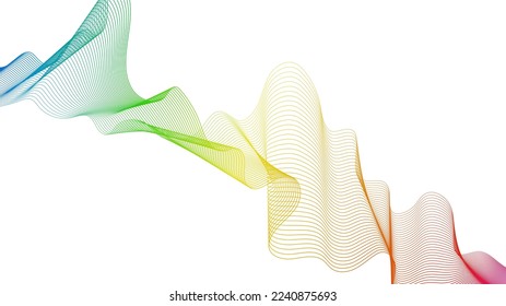 Fondo abstracto con líneas de degradado de ondas coloridas sobre fondo blanco. Fondo tecnológico moderno, diseño de olas. Ilustración del vector