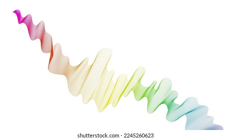 Fondo abstracto con líneas de degradado de ondas coloridas sobre fondo blanco. Fondo tecnológico moderno, diseño de olas. Ilustración del vector