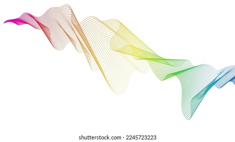 Abstract backdrop with colorful wave gradient lines on white background. Modern technology background, wave design. Vector illustration
