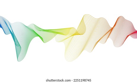 Fondo abstracto con líneas de degradado de ondas coloridas sobre fondo blanco. Fondo tecnológico moderno, diseño de olas. Ilustración del vector