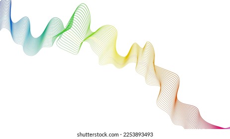Abstrakte Hintergrund mit farbigen Linien mit Wellenverlauf auf weißem Hintergrund. Moderne Technologie, Hintergrund, Wellendesign. Vektorgrafik