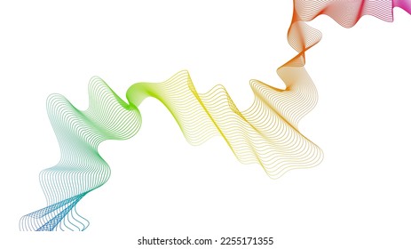 Fondo abstracto con líneas de degradado de ondas coloridas sobre fondo blanco. Fondo tecnológico moderno, diseño de olas. Ilustración del vector