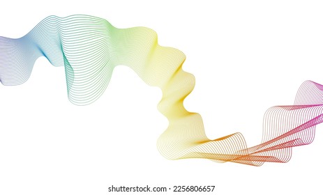 Abstract backdrop with colorful wave gradient lines on white background. Modern technology background, wave design. Vector illustration
