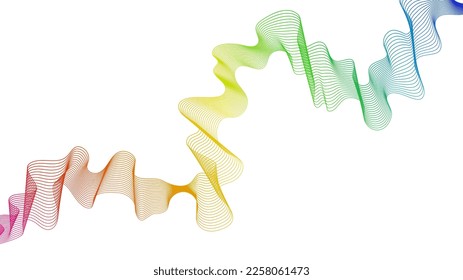 Abstract backdrop with colorful wave gradient lines on white background. Modern technology background, wave design. Vector illustration