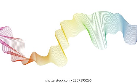 Abstract backdrop with colorful wave gradient lines on white background. Modern technology background, wave design. Vector illustration