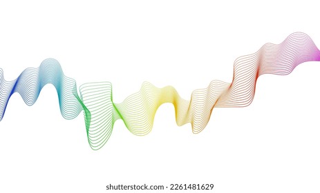 Fondo abstracto con líneas de degradado de ondas coloridas sobre fondo blanco. Fondo tecnológico moderno, diseño de olas. Ilustración del vector