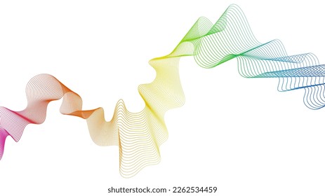 Fondo abstracto con líneas de degradado de ondas coloridas sobre fondo blanco. Fondo tecnológico moderno, diseño de olas. Ilustración del vector