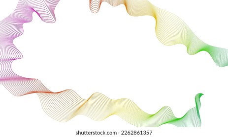 Fondo abstracto con líneas de degradado de ondas coloridas sobre fondo blanco. Fondo tecnológico moderno, diseño de olas. Ilustración del vector