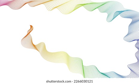 Abstract backdrop with colorful wave gradient lines on white background. Modern technology background, wave design. Vector illustration