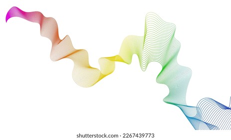 Abstract backdrop with colorful wave gradient lines on white background. Modern technology background, wave design. Vector illustration